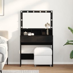 Masa de Machiaj Stejar negru 80 x 41 x 134.5 cm Lemn compozit GartenMobel Dekor