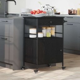 Troler de Bucatarie Stejar Negru 56 x 43 x 89.5 cm GartenMobel Dekor