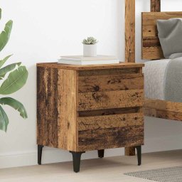 Noptiera dormitor lemn vechi 40x35x50 cm, 2 sertare, lemn compozit
