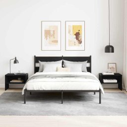 Set 2 noptiere dormitor stejar negru cu raft, 40 x 40 x 30 cm