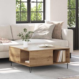 Masa de cafea stejar artizanal 80 x 80 x 36.5 cm Lemn compozit GartenMobel Dekor