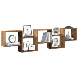 Raft cubic perete cu 5 compartimente lemn vechi lemn prelucrat GartenMobel Dekor