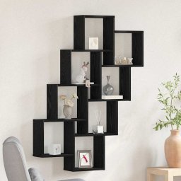 Raft de perete Stejar negru 90 x 15 x 119.5 cm Lemn compozit GartenMobel Dekor