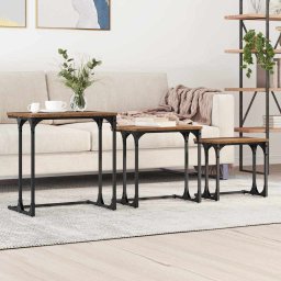 Masa de Cafea cu Tavi Lasate 3 pcs Lemn vechi 50.5 x 35 x 53 cm GartenMobel Dekor