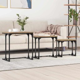 Masa de Cafea cu Tavi Lasate 3 pcs stejar artizanal GartenMobel Dekor
