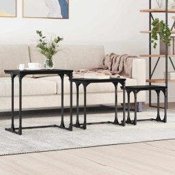Masa de Cafea cu Tavi Lasate 3 pcs Stejar negru GartenMobel Dekor
