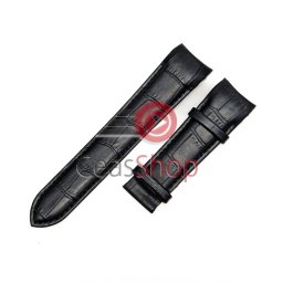 Curea piele capăt curbat neagră tip Tissot 035 pentru deployant 22mm