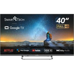 Televizor Smart Tech Google TV 40FG01V, 101 cm, Smart TV, Full HD, Wi-Fi, Bluetooth, Dolby Audio, Negru