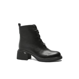 Ghete damă Anna Viotti cu șireturi decorative, negre, din piele naturală GOR11239-36 EU