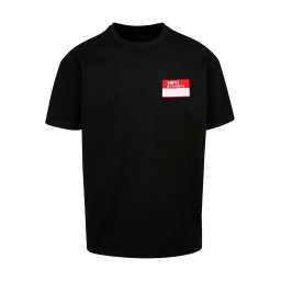 MT Upscale Tricou ' Hey! My Name Is' roșu / negru / alb