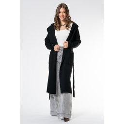 Cardigan lung din vascoza, Hermosa 35537, negru