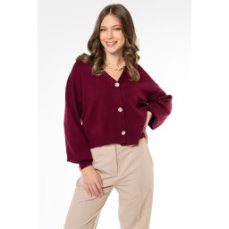 Cardigan Ryana uni cu un croi lejer si maneci usor picate, Hermosa, bordo