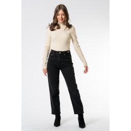 Blugi mom fit cu talie inalta, Hermosa 35870, negru