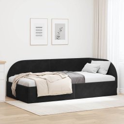 Cadru de pat coltar cu headboard Negru 80 x 200 cm Catifea GartenMobel Dekor