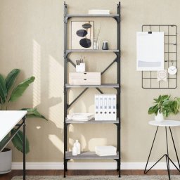 Biblioteca cu 5 niveluri gri sonoma 56x31,5x174cm lemn compozit GartenMobel Dekor