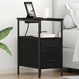 Noptiera cu sertar Stejar negru 30 x 48 x 61 cm Lemn compozit GartenMobel Dekor