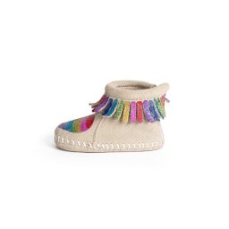 Minnetonka Bocanci de zăpadă 'Love one another' bej / albastru / galben / albastru violet / roz