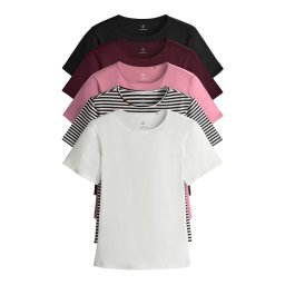 The Set Tricou roz / roșu burgundy / negru / alb