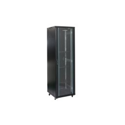 Rack 27U 600x600, montare pe podea, usa din sticla, panouri laterale detasabile si securizate, dezasamblat, culoare negru RAL 9004, DATEUP NewTechnology Media