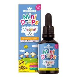 Mini Drops Vitamina D3 picaturi pentu bebeluși 50ml, Natures Aid