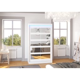 Dulap cu usi glisante si oglinda + iluminare LED, Salem 120 + LED, 120 cmx200 cmx58 cm, ADRK Furniture