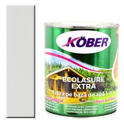 Lac colorat lemn, pe baza de apa, Kober Ecolasure Extra , Alb, 2.5 l, lazura groasa pe baza de apa,