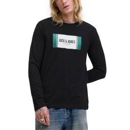 JACK & JONES T-Shirt Jjhayato Tee Ls Crew Neck Bts 12282290 C-N10 black