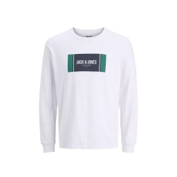 JACK & JONES Bluză Jjhayato Tee Ls Crew Neck Bts 12282290 C-N100 white