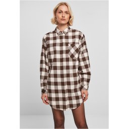 Women's Oversized Flannel Shirt Dress Pink/Brown