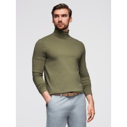 Pulover bărbătesc cu guler înalt Ombre - verde închis