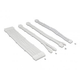 Set 5 prelungitoare alimentare PSU 24 pini ATX/12+4 pini 12VHPWR PCIe 5.0/4+4 pini EPS/2x 6+2 pini PCIe brodat Alb 30cm, Delock 84542