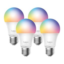 Smart Wi-Fi Light Bulb, Multicolor, 4-Pack SPEC: 2.4 GHz, IEEE 802.11b/g/n, E27 Base, 220–240 V, 50/60 Hz, Brightness: W: 806 lm/ R: 55 lm/G: 140 lm/B: 25 lm, 8.3 W, 2,500 K – 6,500 K, Beam Angle 220°, 8.3 kWh / 1000h, lifetime up to 25,000 hrs FEATURE: