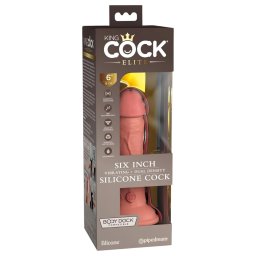 King Cock Elite 6 - vibrator cu ventuză - 15cm - culoare natur