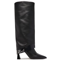 KARL LAGERFELD Cizme Debutante Fold Down Hi Leg KL32081 000-black lthr