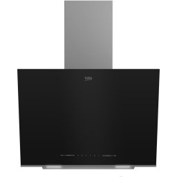 Hota incorporabila decorativa Beko BHCA66641BBHS, Putere de absorbtie 720 mc/h, Senzor de temperatura, Iluminare LED, Control touch, Avertizare curatare/inlocuire filtru, Clasa A, Sticla neagra