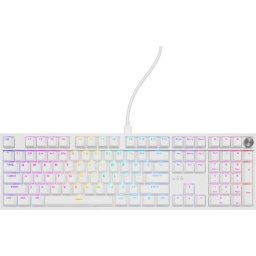 Tastatura gaming mecanica cu fir Genesis Thor 404, iluminare RGB, switch Linear, switch model Gateron Yellow Pro, numar taste 107, 11 butoane multimedia, Alb