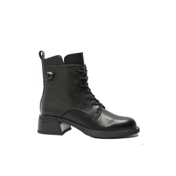 Ghete ankle Anna Viotti cu șireturi, negre din piele naturală GOR5238-37 EU