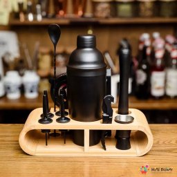 Set cadou Cocktail Shaker Mixology cu 11 accesorii 750ml Negru