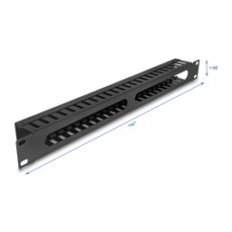 Panou de ghidare cabluri 19" cu 2 deschideri 1U metal Negru, Delock 81558