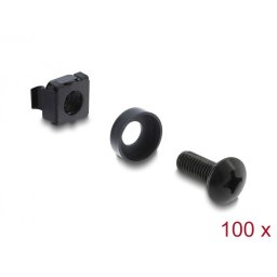 Set 100 buc suruburi M6 montare rack 10"/19", Delock 42434