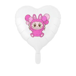 Balon inima alb personalizabil Labubu baloane 24 cm