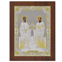Icoana Sf Apostoli Petru si Pavel Argint 20x26 cm