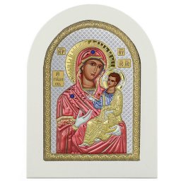 Icoana Maicii Domnului Vindecatoarea Argint 20x26 cm Rama Alba
