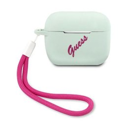 Guess Husa Silicon Vintage Airpods Pro Albastru / Fuchsia (cu breloc)