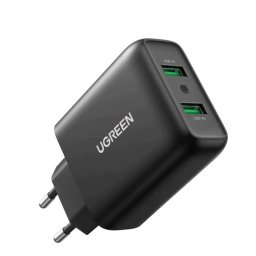 Incarcator de retea Quick Charger 36W, 2 x USB, 5V/3A, Negru