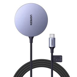 Qi, 15W, Compatibil cu MagSafe la iPhone, Gri