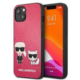 Husa hardcase Karl Lagerfeld Ikonik Karl & Choupette pentru iPhone 13 mini, culoare fuchsia