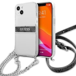 Husa transparenta Guess 4G Strap Silver Chain pentru Apple iPhone 13 mini