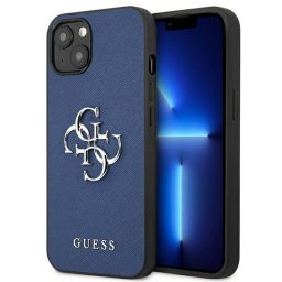 Husa hardcase Guess Saffiano Metal Logo pentru Apple iPhone 13 mini, culoare albastru