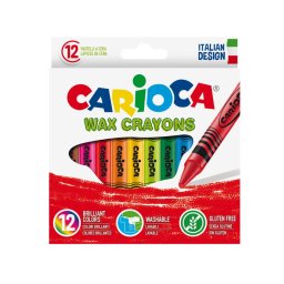 Articole pentru scoala Creioane cerate, rotunde, lavabile, D- 8mm, 12 culori/cutie, CARIOCA Wax Crayons